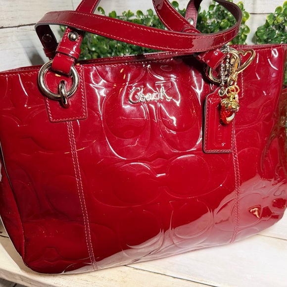 Coach Handbags - Coach Glossy Red Tote Bag